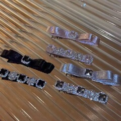 韩系设计缎面丝光满钻粉色鸭嘴夹水钻发夹头饰一字夹日韩气质发饰