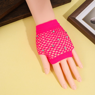 Cross-Border Short Fishnet Gloves Nightclub Multi-Color Sexy Elastic Gloves Punk Gloves European and American Hollow Mesh Gloves