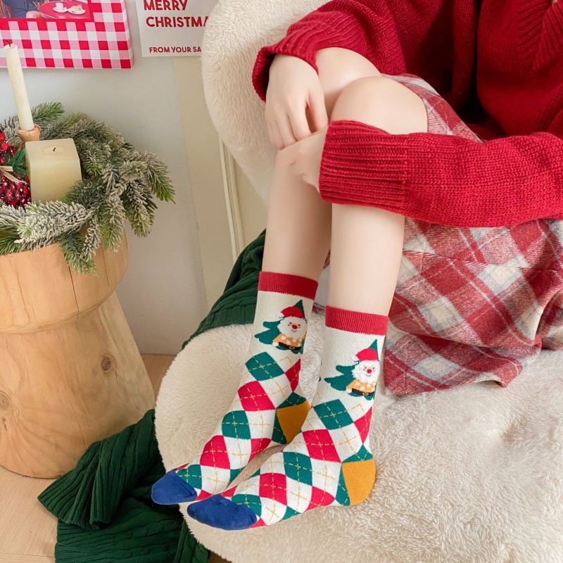 Julhöst- och vinterstrumpor för barn, koreansk version, collegestil, trendiga Instagram-presenter, långa tubstrumpor_voghion.com