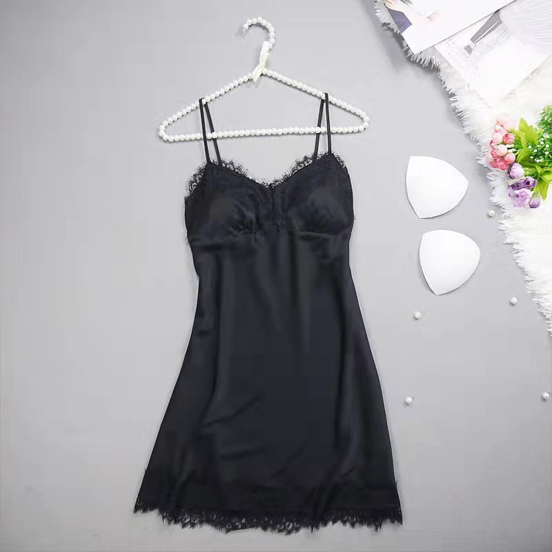 8825 블랙 싱글 슬립 블랙 레이스