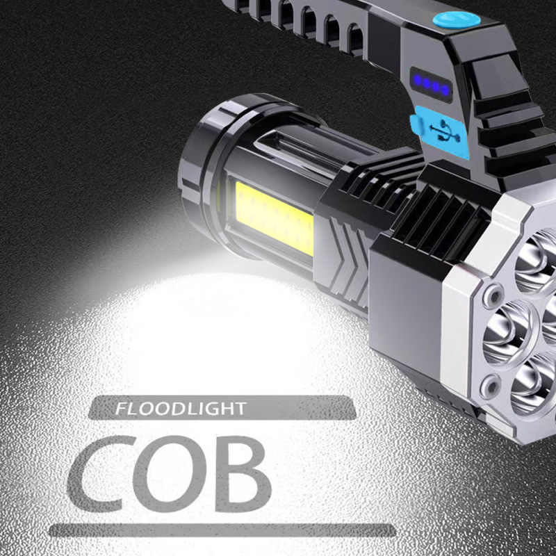 LED 懐中電灯、強力な光、長いバッテリー寿命、屋外多機能 COB 作業灯、充電式ポータブル手持ちサーチライト|undefined