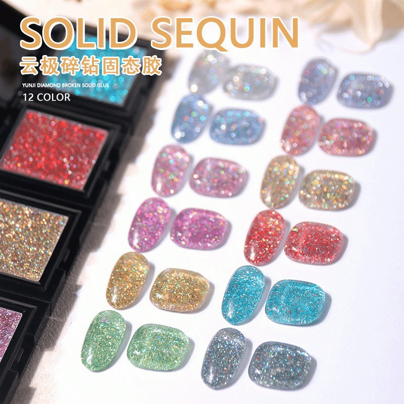 Nuevo arte de uñas nube Polo roto diamante pegamento sólido disco flash polvo esmalte de uñas pegamento sueño lentejuelas pegamento sólido Otoño e Invierno popular