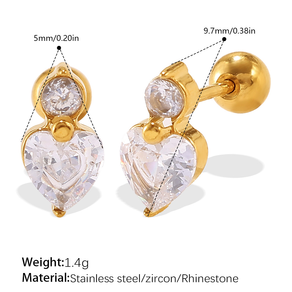 Stud Earrings Stainless Steel Delicate Small Sweet Flower Love Diamond Earrings_voghion.com