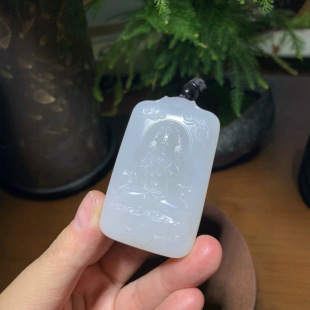 Jin Yu Tang Xinjiang Hetian Jade Sheep Fat Jade Guanyin Brand White Moisturizing and Fine as Fat Material Thick and Easily Carved Guanyin
