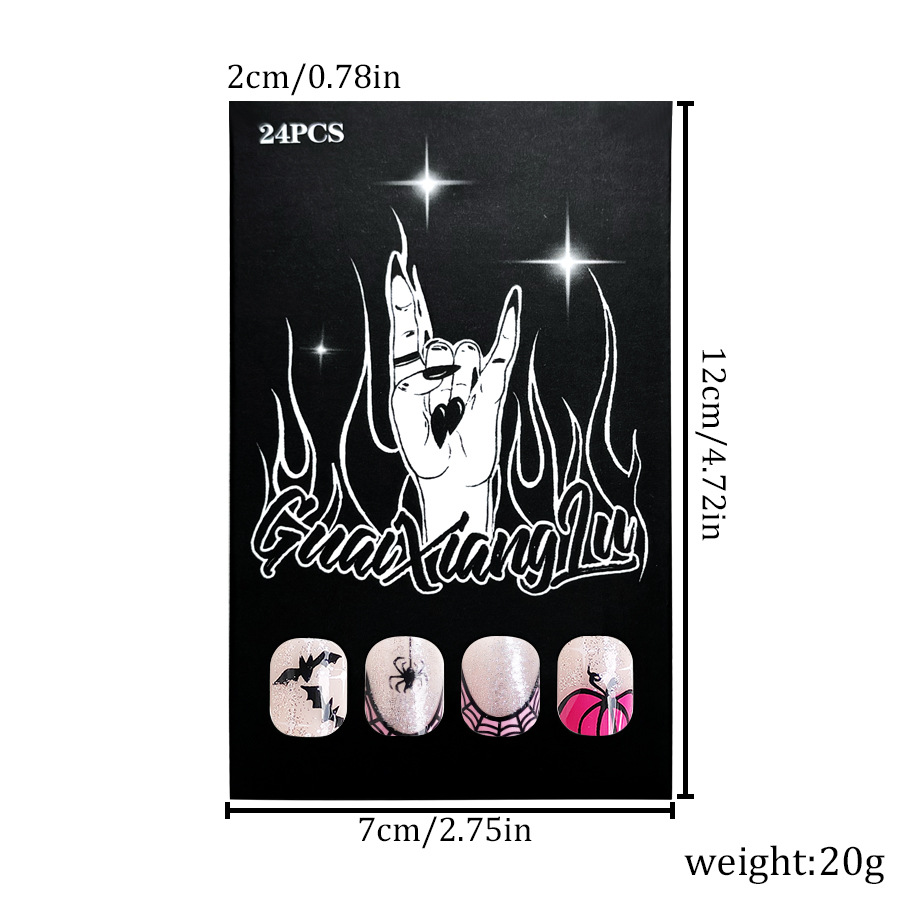 Lot de 24 patchs pour nail art en forme de chauve-souris, de citrouille violette, ovales et brillants, pour Halloween, pour le commerce extérieur_voghion.com