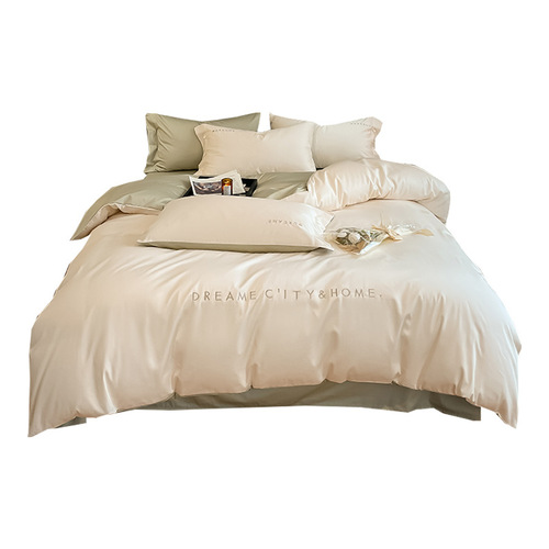 Light luxury 60-count Xinjiang long-staple cotton four-piece embroidery set, pure cotton 4-piece set, pure cotton bed sheet, quilt cover, bedding wholesale