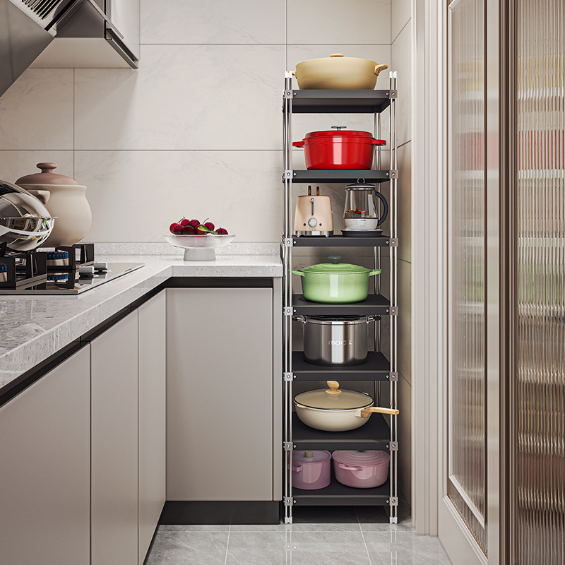 Kitchen Stainless Steel Storage Rack Pot Rack Floor-standing Multi-layer Gap Storage Rack Household Multifunctional Pot Storage Rack