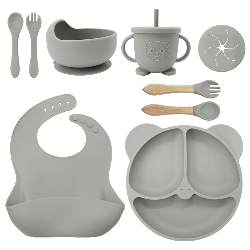 Juego de vajilla de mesa de silicona de panda rojo