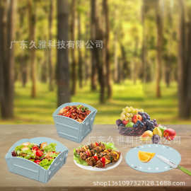 亚马逊户外野营硅胶折叠餐具盒 多功能盘碗 便携式饮料杯隔热胶垫
