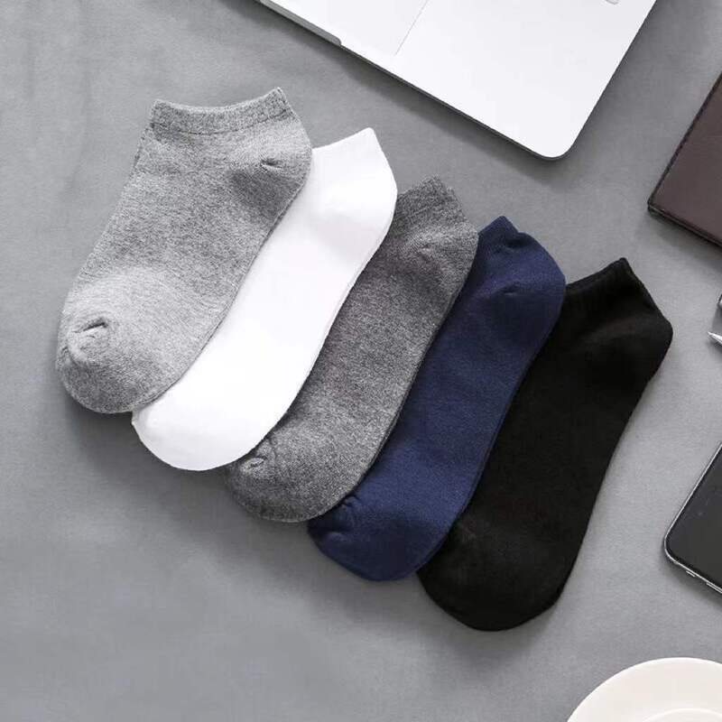 Socks Men's Summer Short Socks Men's Solid Color Black and White Gray Boat Socks Shallow Mouth Breathable Socks Low Cut Socks Wholesale