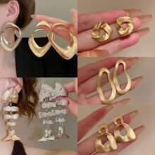 欧美跨境银针金属不规则多层耳环个性冷淡风耳钉小众高级感耳饰女