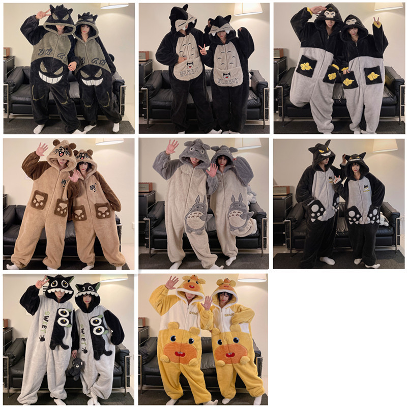 2025 nueva pareja unida hombre pijama de invierno peluche extraño lindo dibujos animados chica ropa de casa conjunto