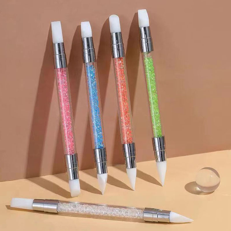 Nail Art Double-headed Silicone Pen Embossing Pen Stick Nail Sticker Pressing Magic Mirror Powder Tool Multifunctional Carved Cross-Border