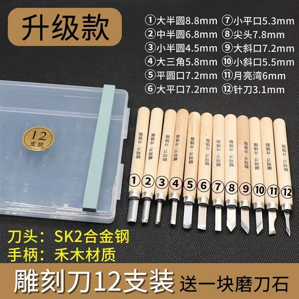Upgraded carving knife set of 12 + whetstone
