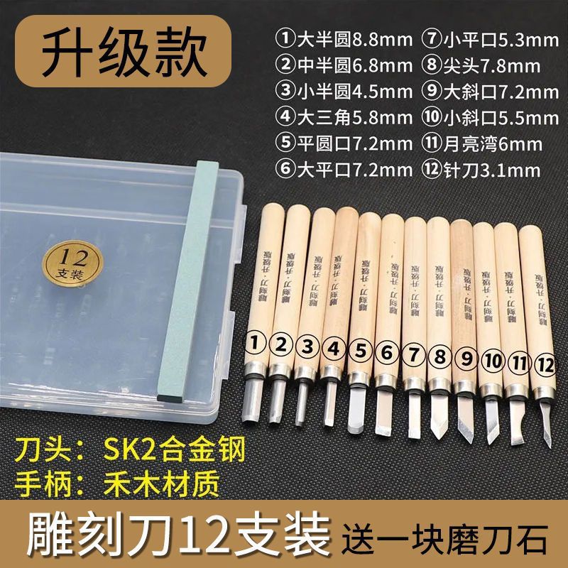 Carved set, eraser for students handmade, for beginners