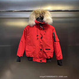 跨境正确版本大鹅家25FW新款户外御寒飞行员夹克02款连帽羽绒服