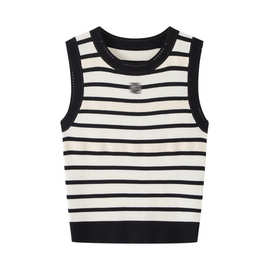 商场同款2025春季新款女装气质百搭条纹针织线背心上衣1EFF1460M4