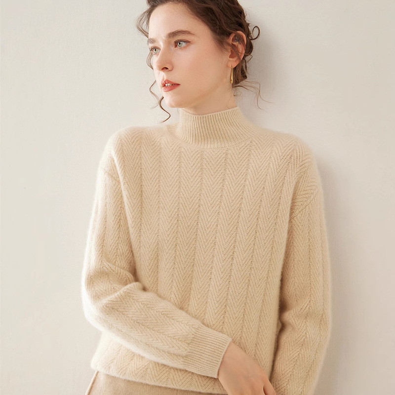 Thickened Soft Cashmere Knitted Bottoming Sweater for Women, Half Turtleneck Slim Knitted Sweater, Fashionable Sweater, Versatile Thickened Soft Cashmere Knitted Bottoming Sweater for Women, Half Turtleneck Slim Knitted Sweater, Fashionable Sweater, Versatile