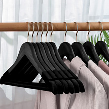 黑色实木植绒衣架 木质木头衣服撑子 服装店酒店成人衣挂衣撑批发