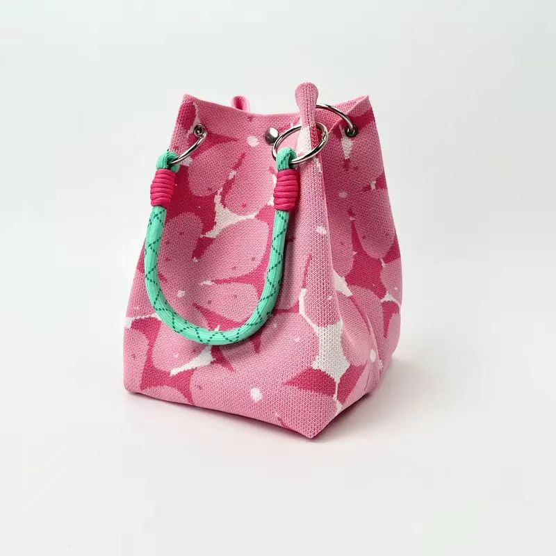 Nuevo diseño de nicho de estilo bolso de punto de moda torre blanca de compras fotos bolso de mano bolso de cubo bolso