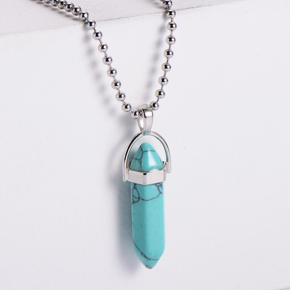 AML Hot Sale Bullet Turquoise Amethyst Black Agate Womenu0027s Natural Stone Gemstone Hexagon Prism 