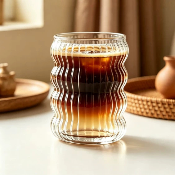 Taza de café de vidrio conjunto de taza de jugo vertical creativa transfronteriza taza de paja de alto valor de la cara taza de leche de desayuno image 5