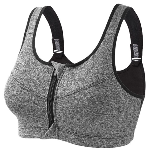 Zipper Large Cup Wireless Bra without Underwire Push-up Yoga Fitness Shockproof Running Bra for Women Seamless Backless Bra