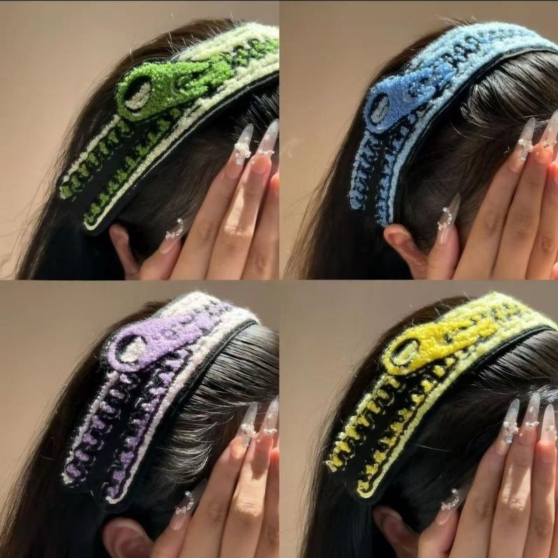 Quirky and creative zipper and Velcro headband for women, versatile for styling and holding back stray hairs, sweet and girly, perfect for washing your face and keeping your hair in place