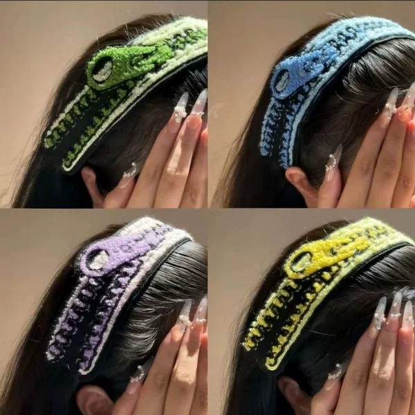 Quirky and creative zipper and Velcro headband for women, versatile for styling and holding back stray hairs, sweet and girly, perfect for washing your face and keeping your hair in place