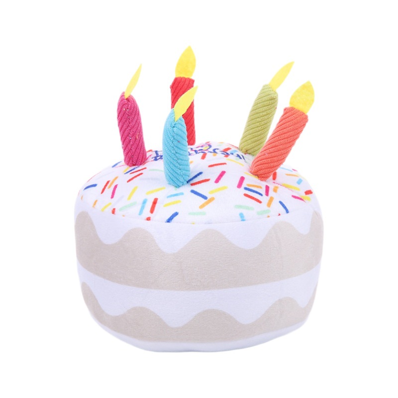 Fábrica en stock juguete de peluche mascota mordedura hueso sonido caja de regalo dientes limpieza diversión cumpleaños pastel perro juguete