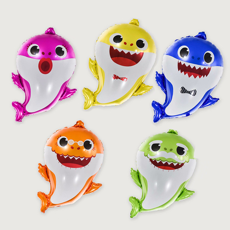 亚马逊鲨鱼宝宝生日装饰 海洋系列铝膜气球宴会布置背景异形球|ms