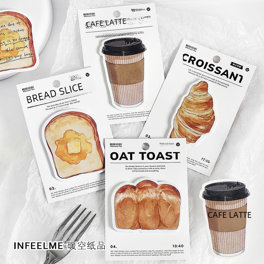 Infeel.Me 便利貼 麵包咖啡好天氣系列 可愛INS創意手賬素材