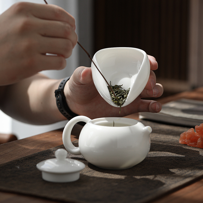 Ovejas Jade grasa té de porcelana blanca ceremonia del té de loto té de cerámica té de porcelana de loto cuchara de té ceremonia del té accesorios Dehua porcelana blanca juego de té Kung Fu