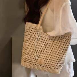 手工编织棉线包大容量沙滩包手提包休闲镂空单肩包女ins风森系古