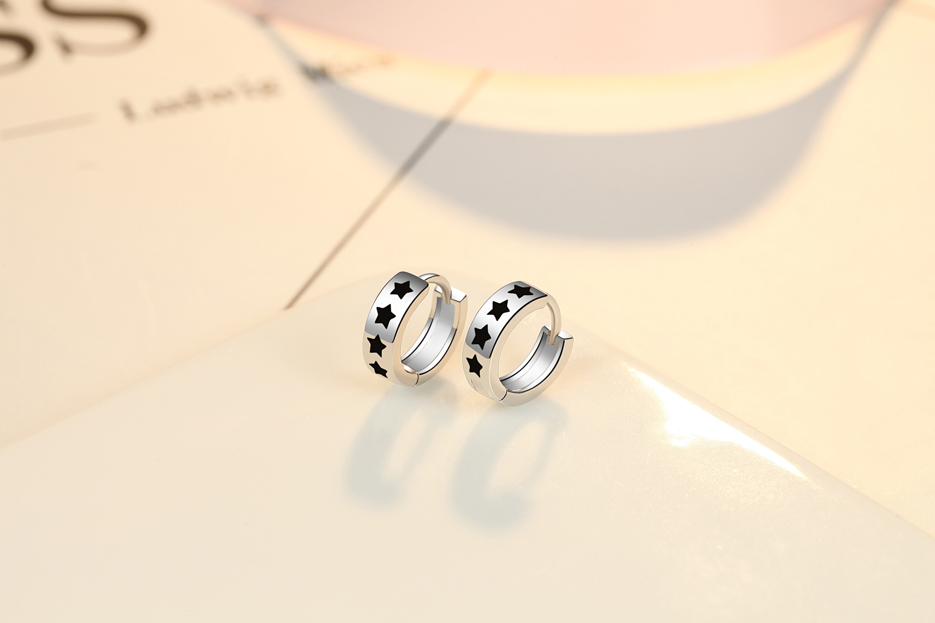 Black Pentagram Earrings Mens and Womens Earrings New Light Luxury Cold Style Personality Epoxy Stud Earringspicture11