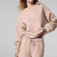 alo2025春季字母LOGO毛圈圆领长袖宽松情侣卫衣纯色简约款百搭yog