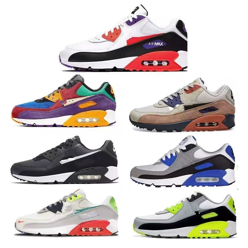 Putian Shoes Air Max90 Mesh Breathable Casual Easiest for Match Couple Air Cushion Shoes Retro Lightweight Men's and Women's Running Shoes