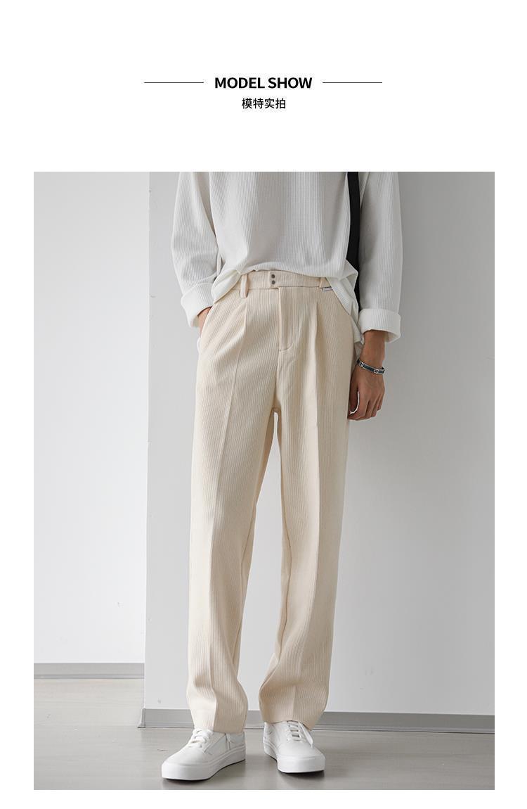 1 Men's Casual Spring And Autumn Loose Regular Wide-Leg Pants Japanese Style Simple Solid Color Versatile Straight_voghion.com