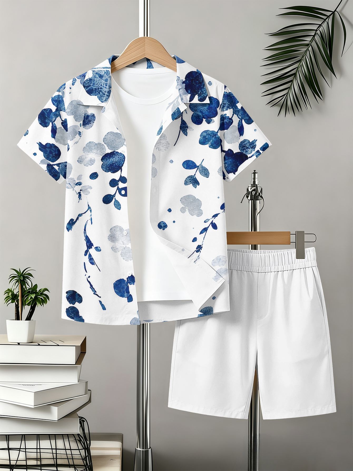 Jungen Set Mit Blumenmuster Hemd Und Shorts Für Den Sommer_voghion.com