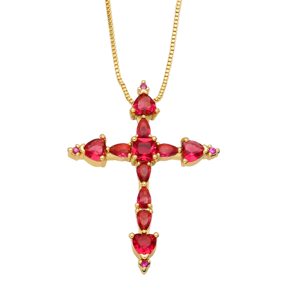 Fashion Copper Cross Necklace Zircon Copper Necklaces