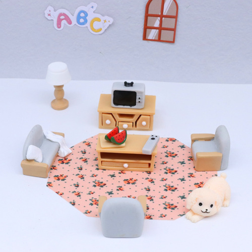 Microscopic Landscape Cartoon Mini Simulation Furniture Set Living Room Room Landscape Home Decor Small Accessory Resin Ornament