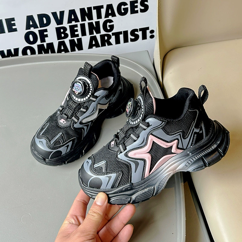 Кроссовки для девочек 2023, Осенние новые кроссовки для мальчиков с вращающимися пуговицами, большие детские туфли Torre для девочек