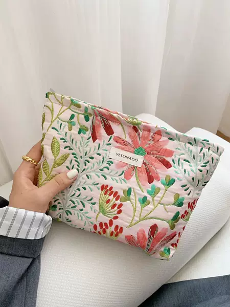 Ins Small Fresh and Large Capacity Cosmetic Bag Foreign Trade Cross-border Portable Skin Care Storage Bag Wash Bag Clutch Bag
