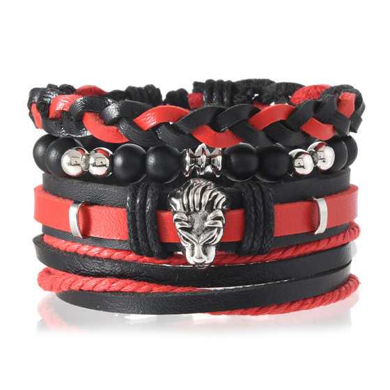 TEMU cross-border European and American Gothic summer new multi-layer retro leather hand-woven men's suit leather bracelet
