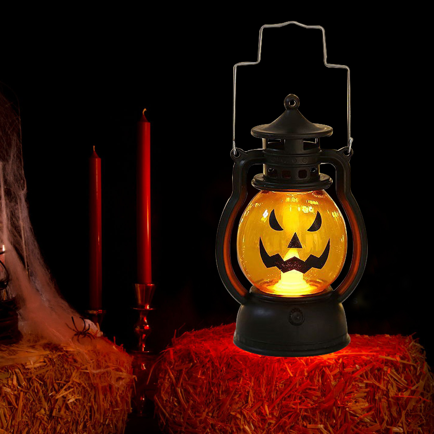 Lámpara de aceite de Halloween portátil lámpara de calabaza decorativa lámpara de caballo bar atmósfera de fiesta props portátil lámpara de aceite retro