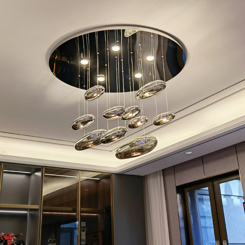 Caída de agua sala de estar diseñador de arte italiano creativo candelabros personalidad minimalista vidrio restaurante atmósfera candelabros