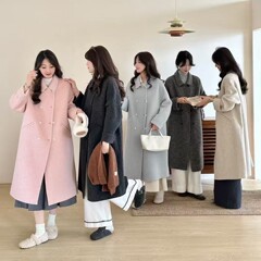 温柔时光 2025韩版东大门双排扣H版型双面羊毛大衣加长款女