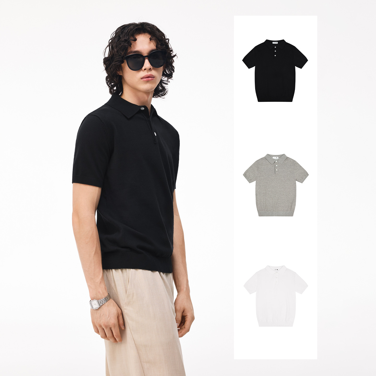Row-Style Old Money Knit Short-Sleeve Top, Casual Workwear, Regular Shoulder Polo Shirt, Loose T-Shirt, Unisex, New Spring/Summer Collection