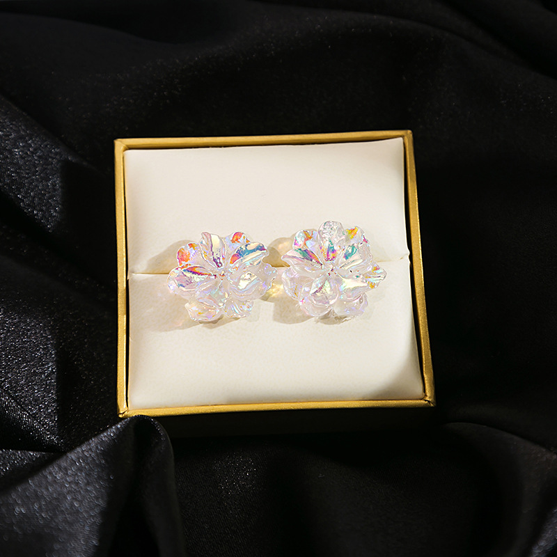 Flower Pattern 1 Pair Sweet Flower Plating Resin Ear Studs