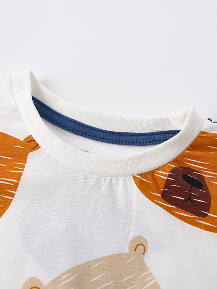 Mawlee camiseta de niño otoño nuevo estilo europeo y americano para niños de media edad impresión de aire exterior cuello redondo camiseta de manga larga